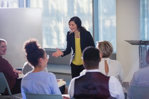 Woman speaking to a group