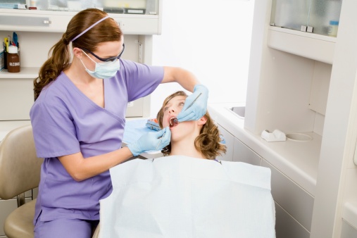dental hygienist at work