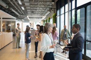 Group of mature adults networking