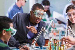 young African American man working in a lab