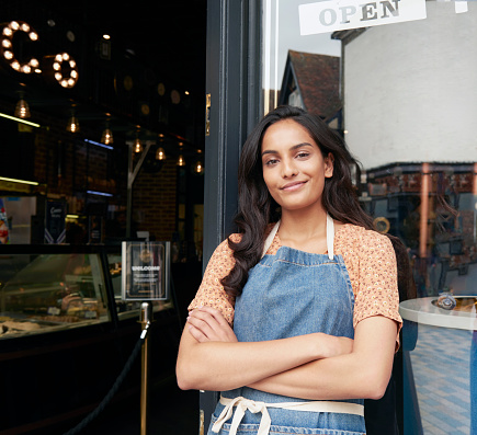 Shop owner outside her ice cream parlor